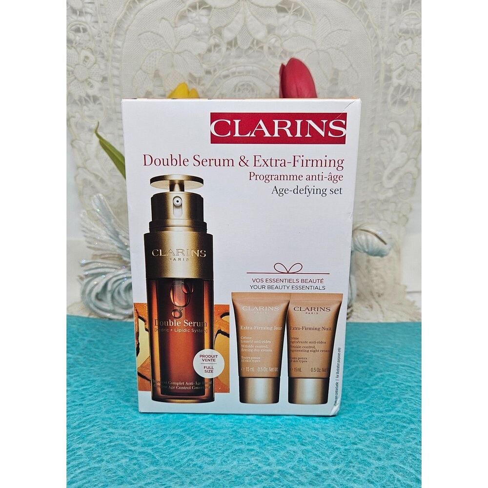 Clarins Double Serum 50ml + Extra-Firming Cream Set NIB
